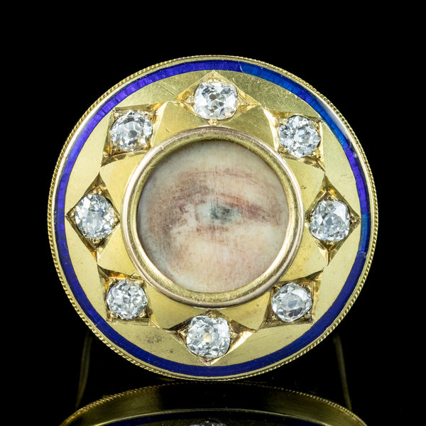 Antique Georgian Miniature Lovers Eye Diamond Ring Signed Sir Edwin Henry Landseer With Box 