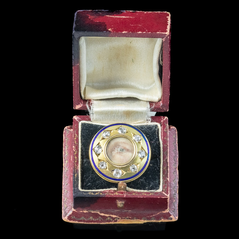 Antique Georgian Miniature Lovers Eye Diamond Ring Signed Sir Edwin Henry Landseer With Box 