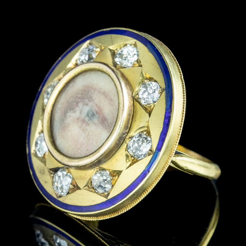 Antique Georgian Miniature Lovers Eye Diamond Ring Signed Sir Edwin Henry Landseer With Box 