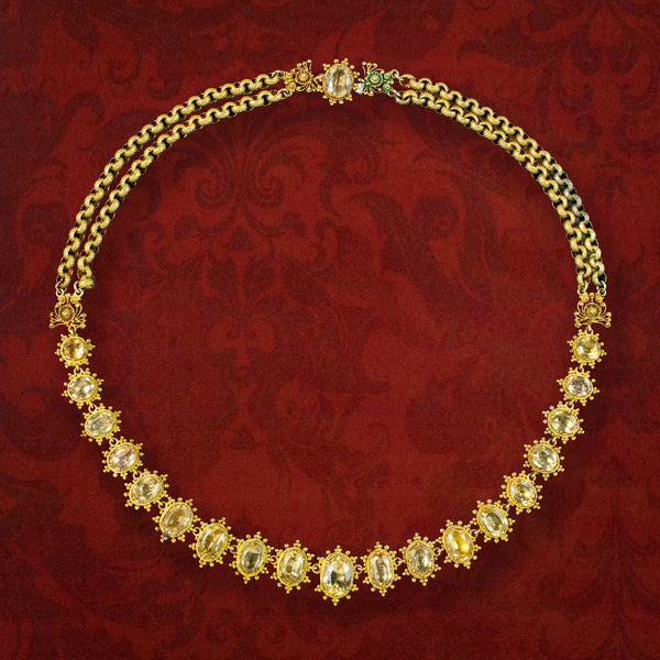 Antique Georgian Yellow Topaz Necklace 18ct Gold 