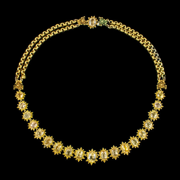 Antique Georgian Yellow Topaz Necklace 18ct Gold 