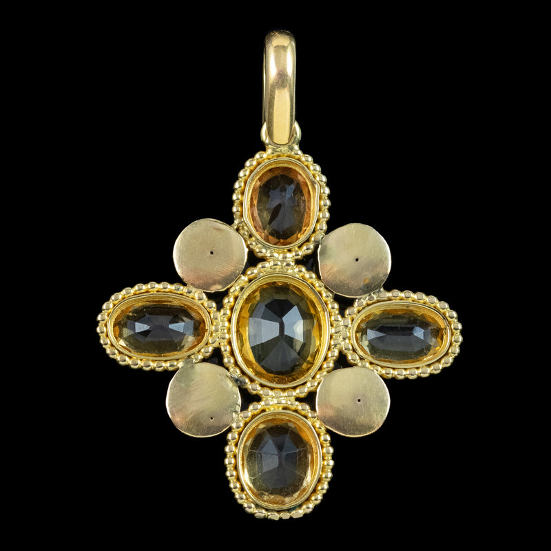 Antique Georgian Yellow Topaz Pendant 18ct Gold 