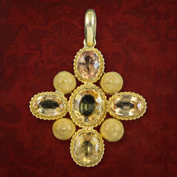 Antique Georgian Yellow Topaz Pendant 18ct Gold 