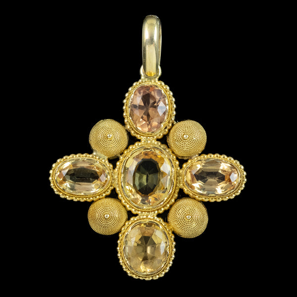 Antique Georgian Yellow Topaz Pendant 18ct Gold 