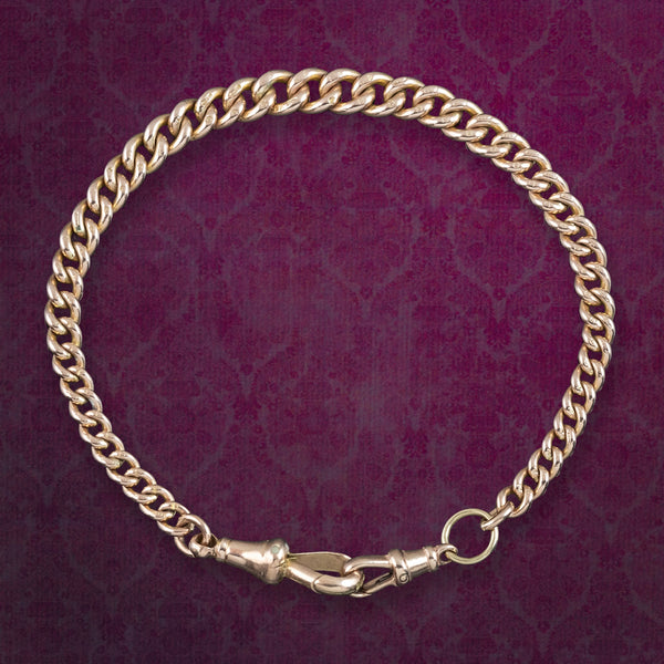 Antique Victorian Albert Bracelet 9ct Gold Curb Chain