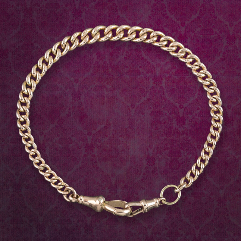 Antique Victorian Albert Bracelet 9ct Gold Curb Chain