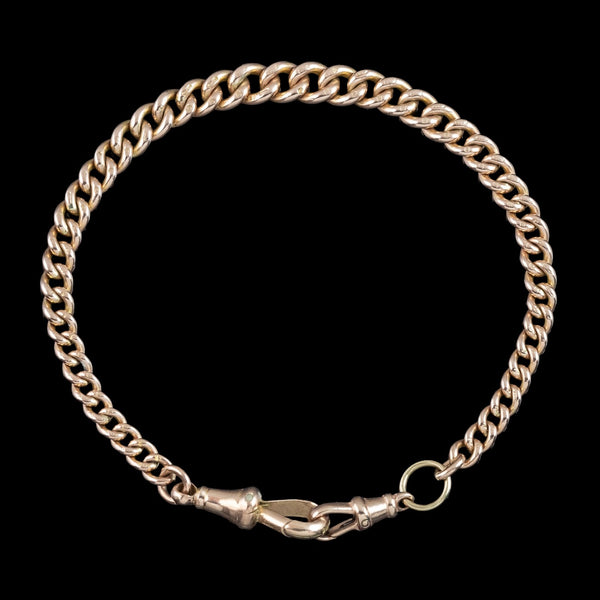 Antique Victorian Albert Bracelet 9ct Gold Curb Chain