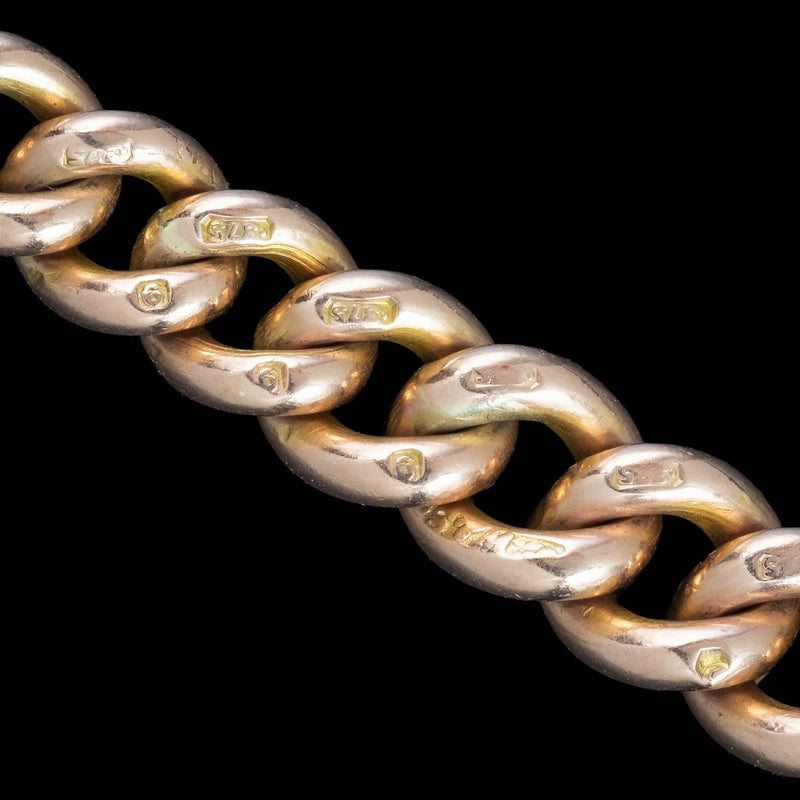 Antique Victorian Albert Bracelet 9ct Gold Curb Chain