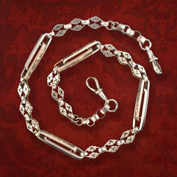 Antique Victorian Albert Chain Necklace 9ct Gold