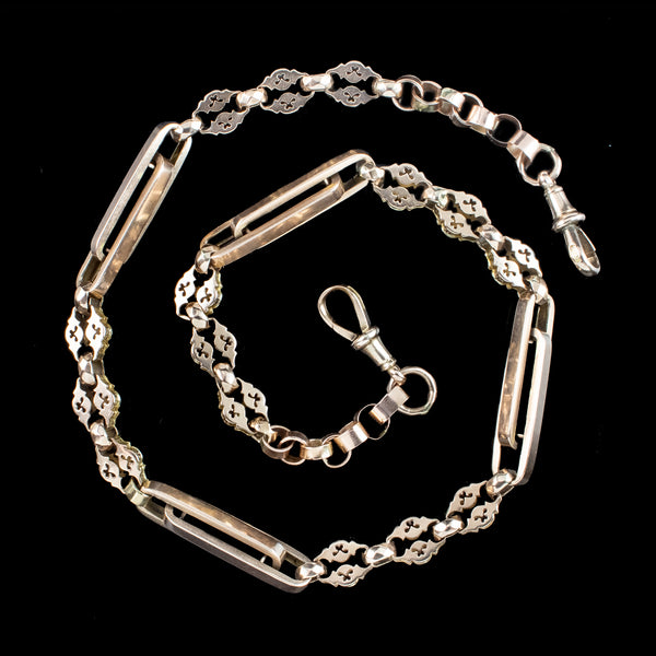 Antique Victorian Albert Chain Necklace 9ct Gold