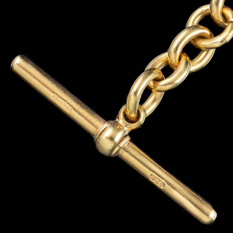 Antique Victorian Albert Chain Solid 9ct Gold With T Bar