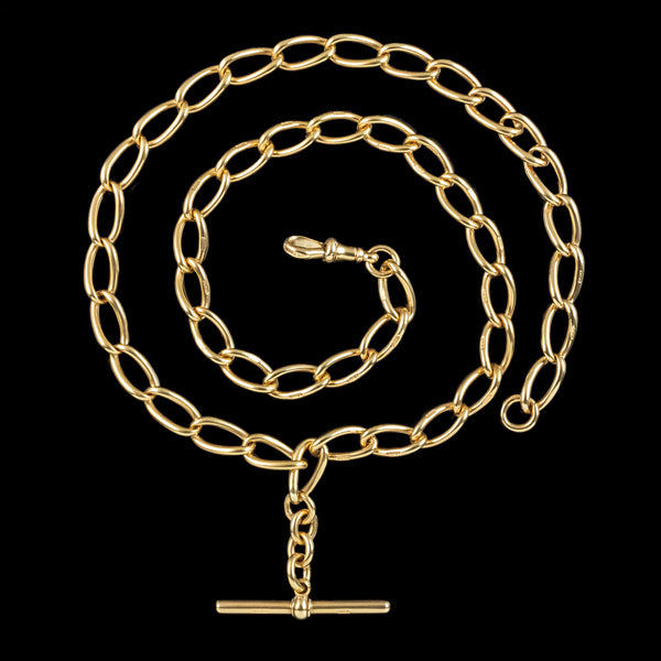Antique Victorian Albert Chain Solid 9ct Gold With T Bar