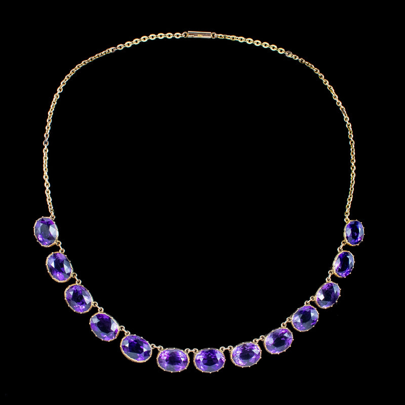 Antique Victorian Amethyst Necklace 15ct Gold