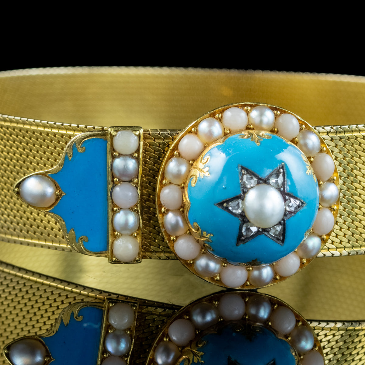 Antique Victorian Belt Buckle Bracelet Coral Diamond Pearl 18ct Gold Antique Jewellery Online