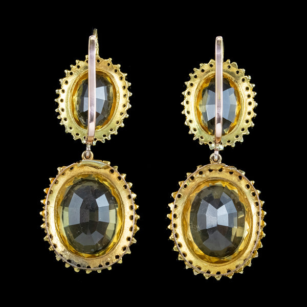Antique Victorian Citrine Drop Earrings 18ct Gold – Antique