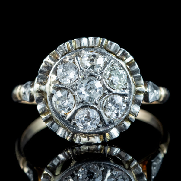 Antique Victorian Diamond Cluster Ring 0.80ct Total