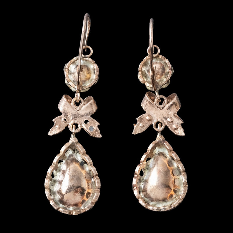 Antique Victorian Diamond Drop Earrings 9ct Gold