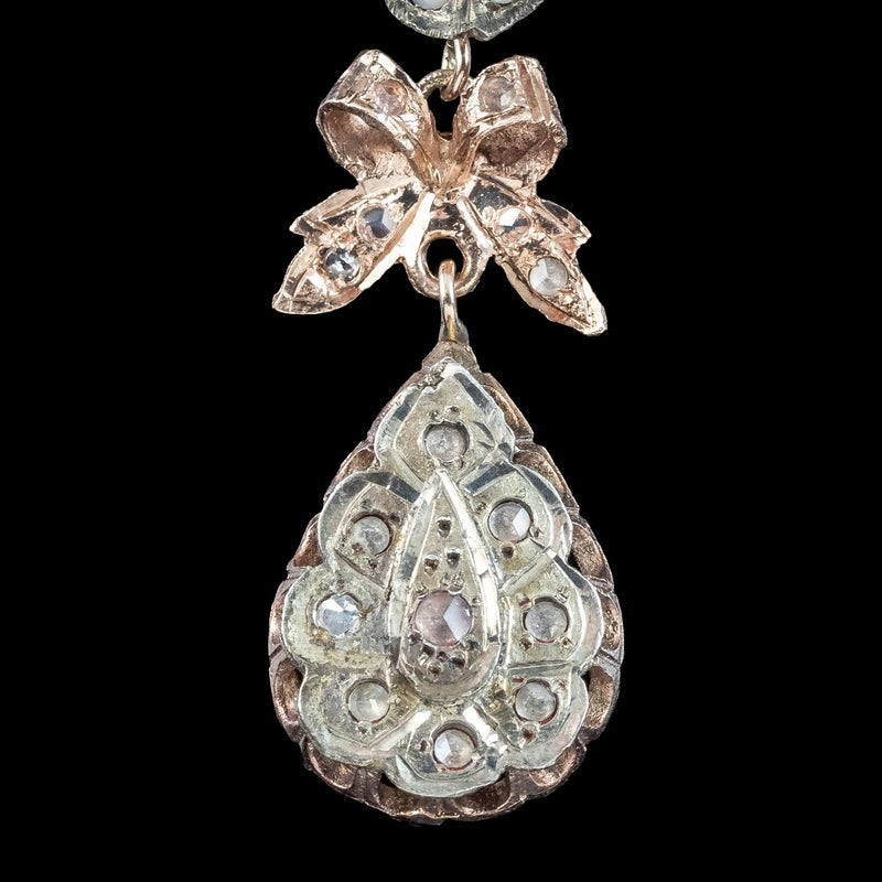 Antique Victorian Diamond Drop Earrings 9ct Gold