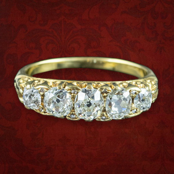 Antique Victorian Diamond Five Stone Ring 1ct Total