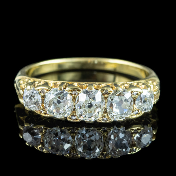 Antique Victorian Diamond Five Stone Ring 1ct Total