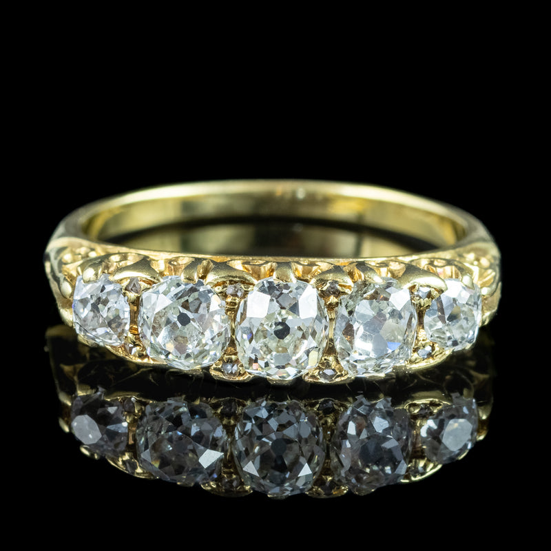 Antique Victorian Diamond Five Stone Ring 1ct Total