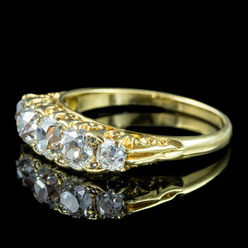 Antique Victorian Diamond Five Stone Ring 1ct Total