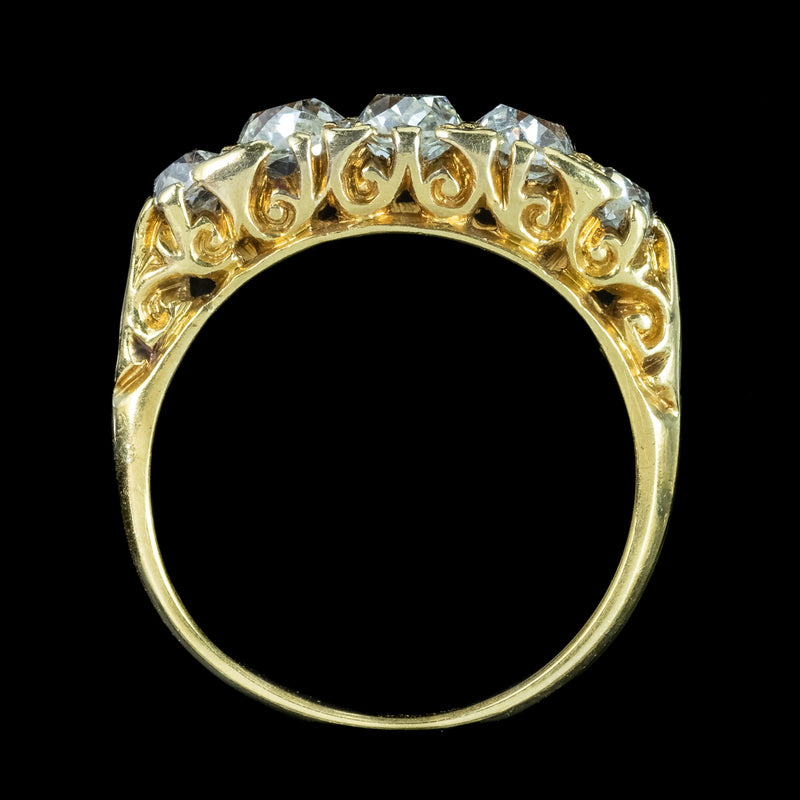 Antique Victorian Diamond Five Stone Ring 1ct Total