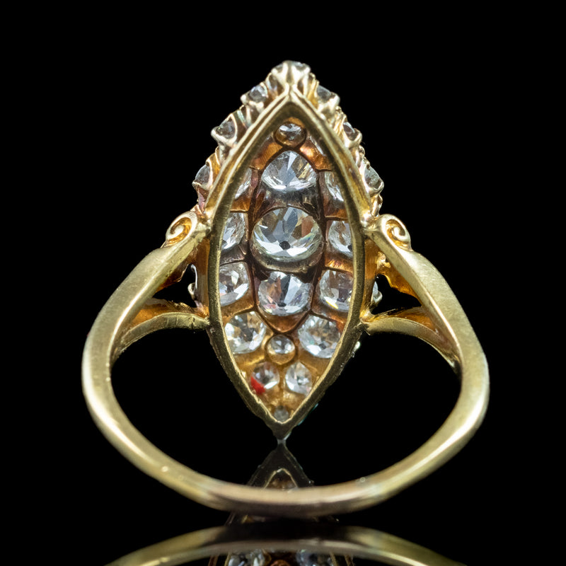 Antique Victorian Diamond Navette Cluster Ring 2.75ct Total