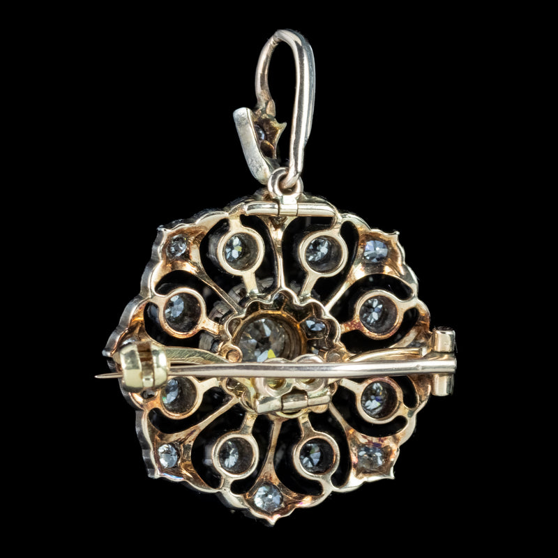 Antique Victorian Diamond Pendant Brooch 2ct Total With Box