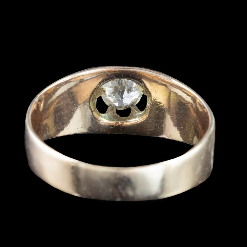 Antique Victorian Diamond Ring Black Enamel 0.50ct Diamond Solitaire 