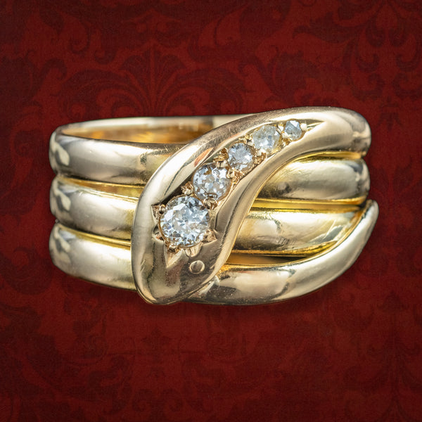 Antique Victorian Diamond Snake Ring Dated 1886