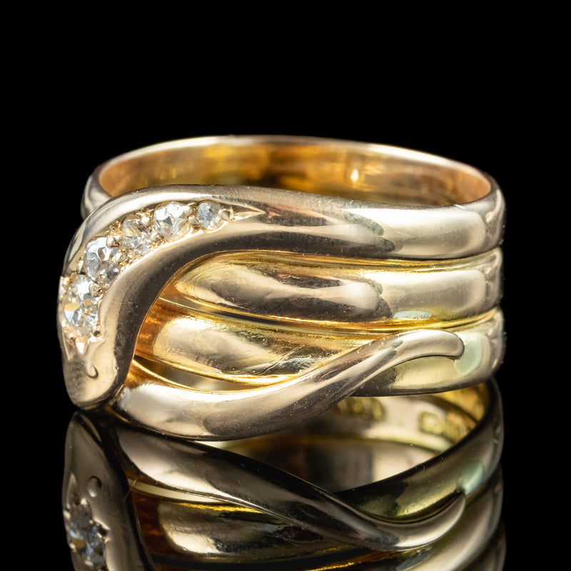 Antique Victorian Diamond Snake Ring Dated 1886