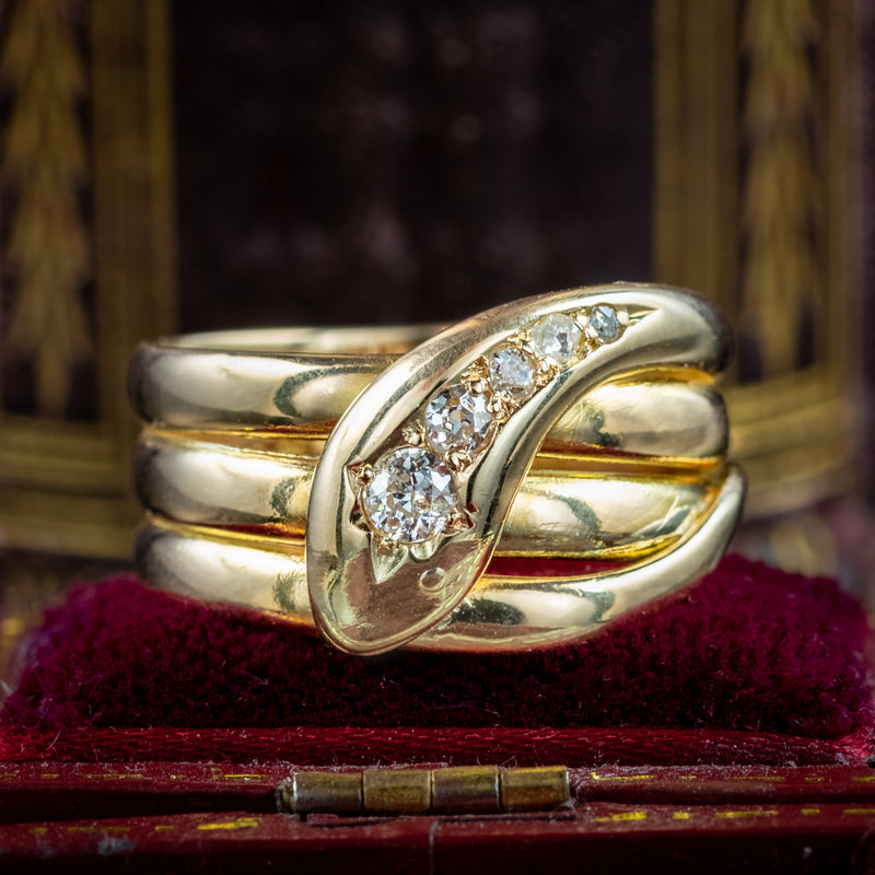Antique Victorian Diamond Snake Ring Dated 1886
