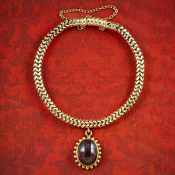 Antique Victorian Etruscan Garnet Charm Bracelet 18ct Gold 6ct Cabochon