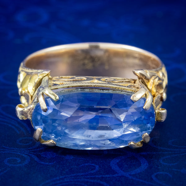 Antique Victorian French Ceylon Sapphire Ring 19.16ct Sapphire With Cert