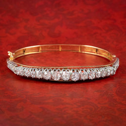 Antique Victorian French Diamond Bangle Silver 18ct Gold 4.5ct Diamond