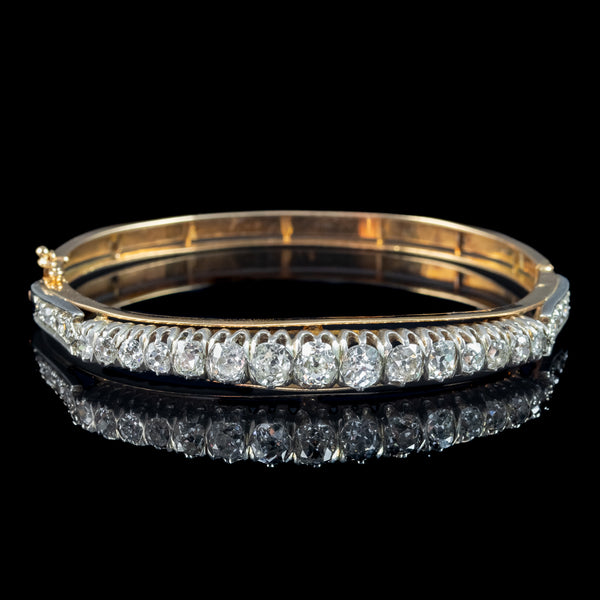 Antique Victorian French Diamond Bangle Silver 18ct Gold 4.5ct Diamond