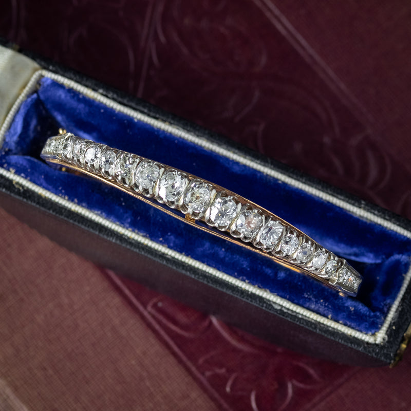 Antique Victorian French Diamond Bangle Silver 18ct Gold 4.5ct Diamond