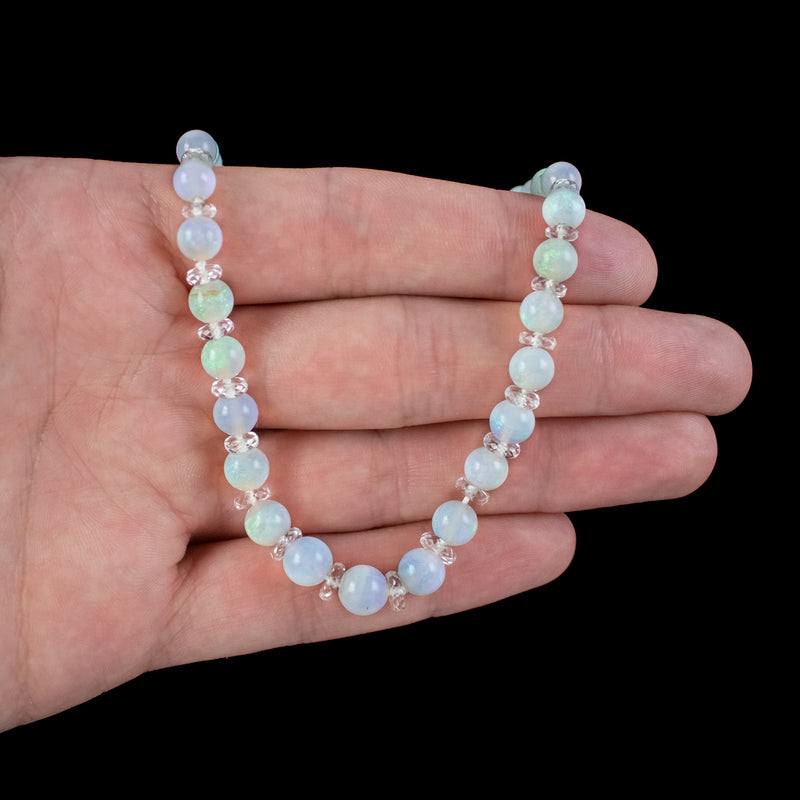 Antique Victorian French Opal Crystal Bead Necklace