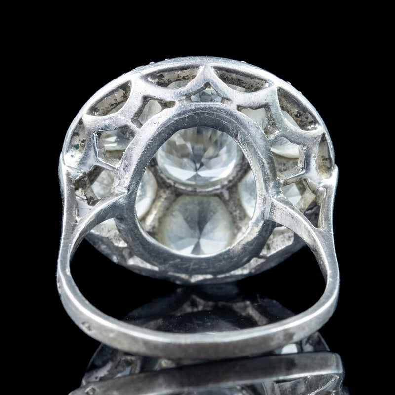 Antique Victorian French White Sapphire Cluster Ring 5.5ct Sapphire