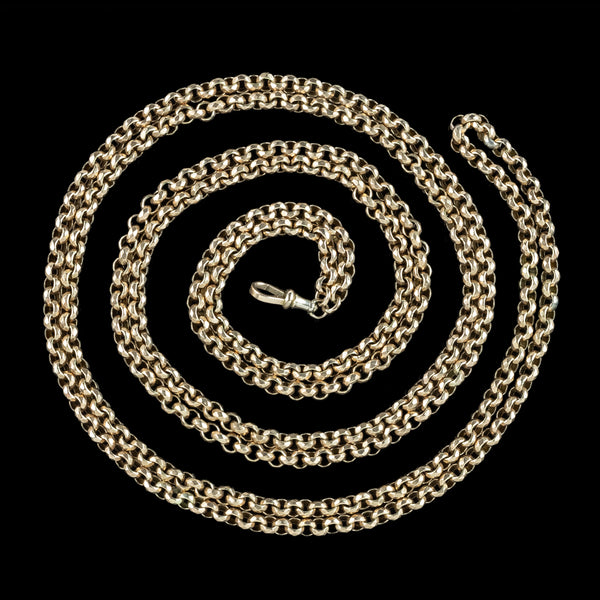 Antique Victorian Long Guard Chain 9ct Gold