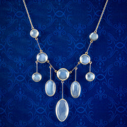 Antique Victorian Moonstone Dropper Necklace 18ct Gold