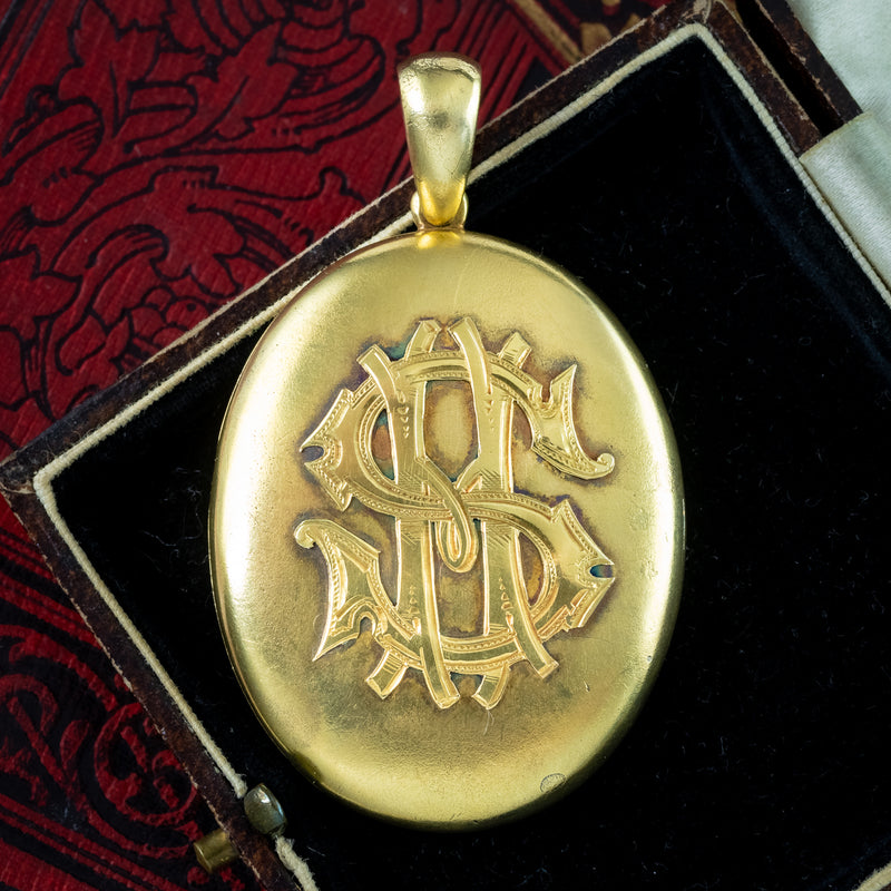 Antique Victorian Mourning Pearl Diamond Star Locket 15ct Gold