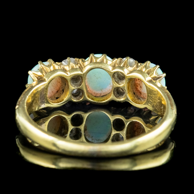 Antique Victorian Opal Diamond Ring 1ct Of Opal