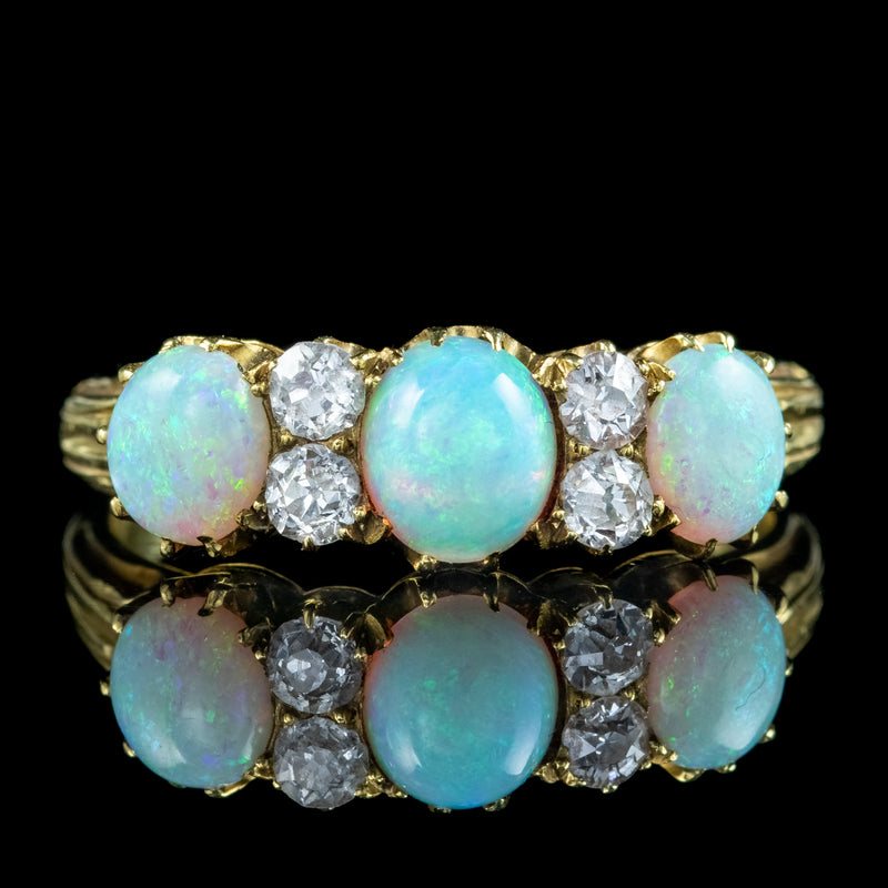 Antique Victorian Opal Diamond Ring 1ct Of Opal