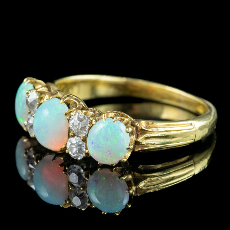 Antique Victorian Opal Diamond Ring 1ct Of Opal