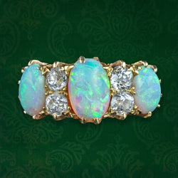 Antique Victorian Opal Diamond Ring 2.5ct Of Opal