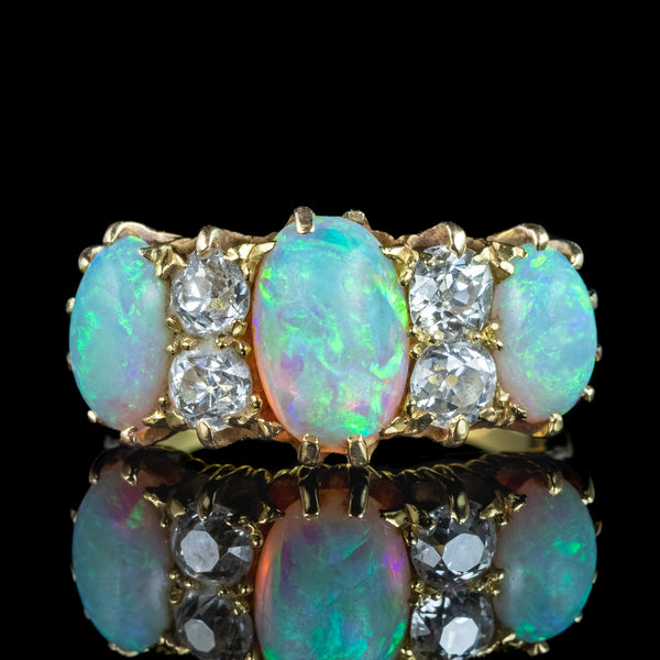 Antique Victorian Opal Diamond Ring 2.5ct Of Opal
