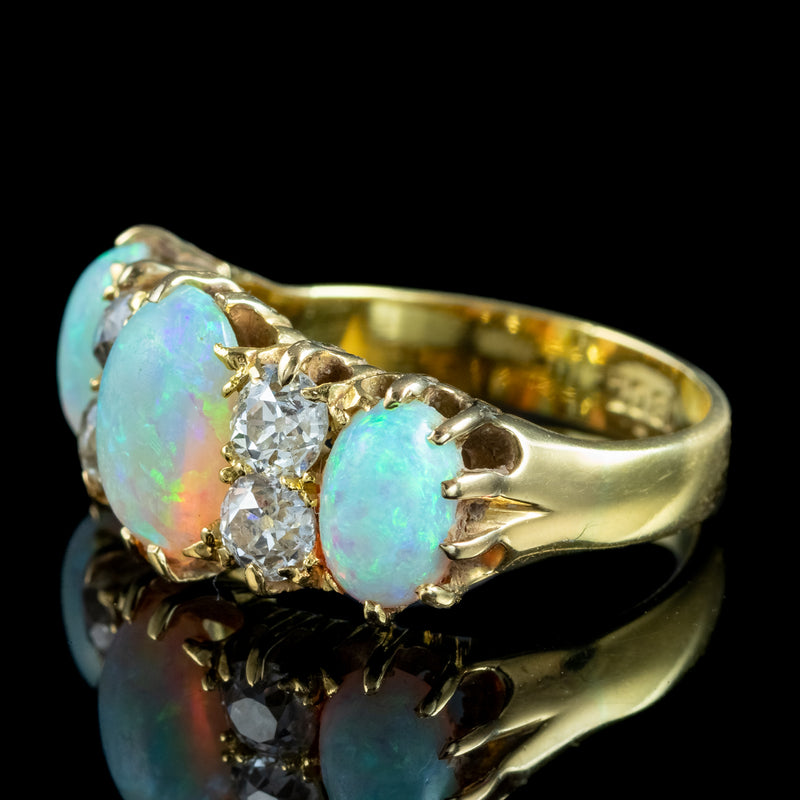 Antique Victorian Opal Diamond Ring 2.5ct Of Opal
