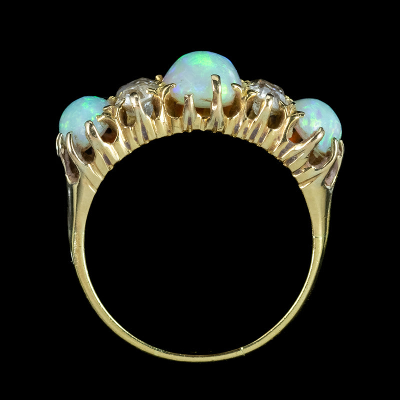 Antique Victorian Opal Diamond Ring 2.5ct Of Opal